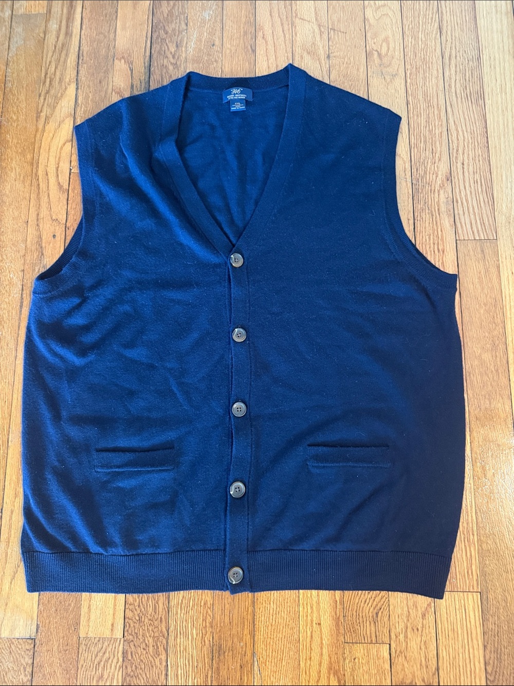 Brooks Brothers Tech Merino Wool Button-Front Vest Men’s Navy Sz. XXL